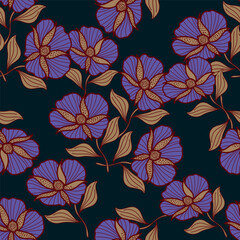 Exotic hand drawn flowers, seamless patterns with floral for fabric, textiles, clothing, wrapping paper, cover, banner, home decor, abstract backgrounds. Vector illustration