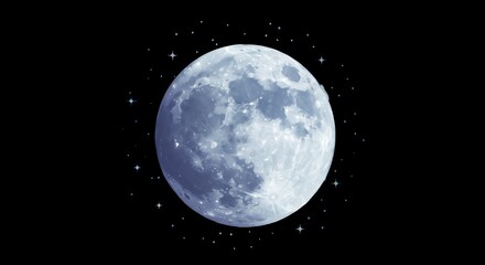 Radiant Full Moon Surrounded by Stars Against a Dark Night Sky
