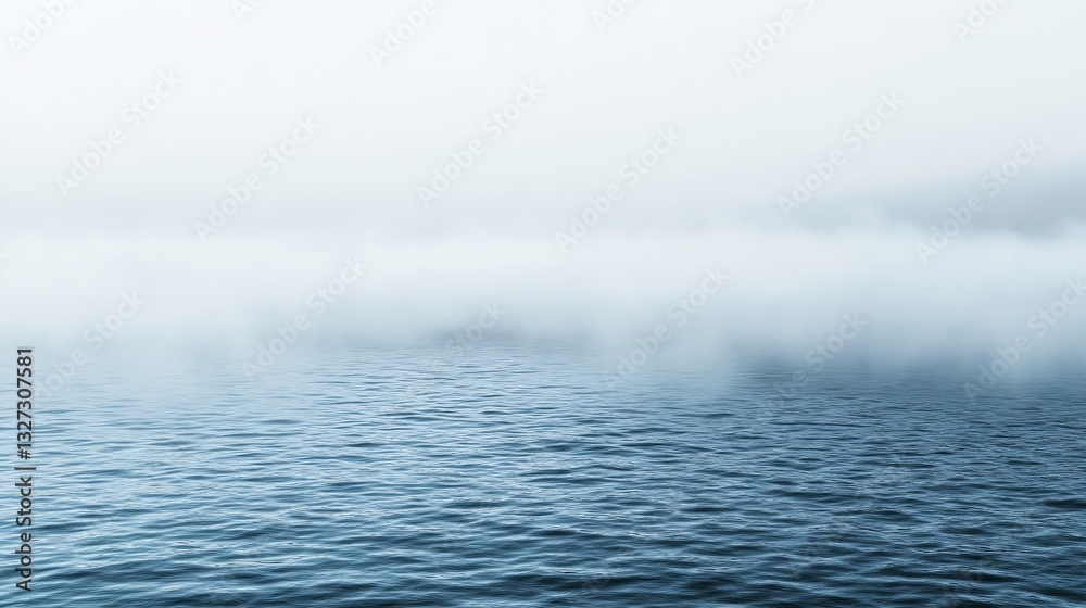 Poster Peaceful misty lake with calm water and fog creating a serene atmosphere : Generative AI