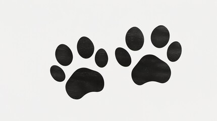 The design features two paw prints with a rounded main pad and four oval-shaped toe pads, positioned at an angle, and a white background for contrast and clarity.