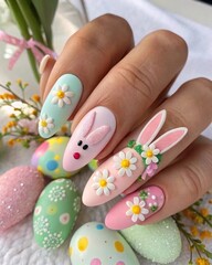 Creative Easter Nail Art: Festive Pastel Designs with Bunnies, Eggs & Flowers &ndash; Happy Easter!