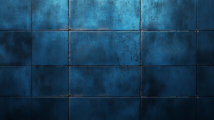 Naklejka premium A blank blue textured surface with darkened corners, forming an abstract architectural material background. 
