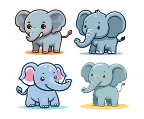 Cute Cartoon Elephants Collection