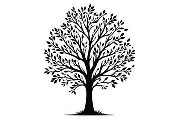 Minimalist Black Silhouette Tree Vector Nature Clipart Isolated Tree Illustration