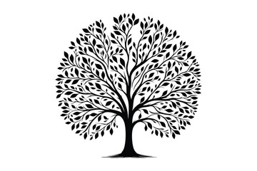 Minimalist Black Silhouette Tree Vector Nature Clipart Isolated Tree Illustration