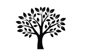 Minimalist Black Silhouette Tree Vector Nature Clipart Isolated Tree Illustration