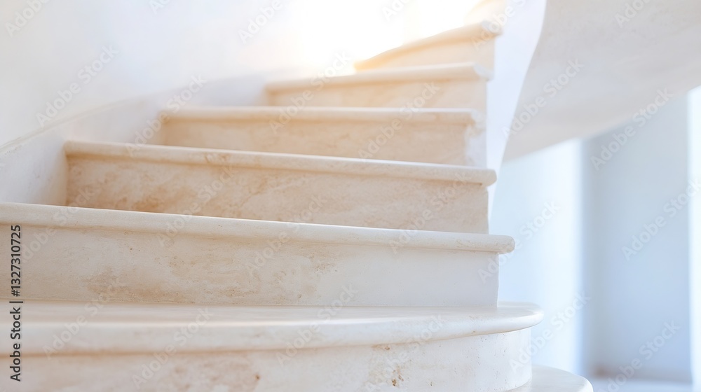 Poster Elegant spiral staircase made of smooth marble showcasing modern architecture and design : Generative AI