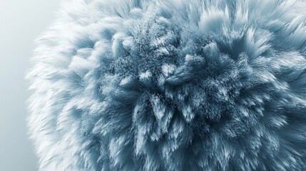A close-up view of a fluffy, 3D-textured ball with an intricate abstract surface. 