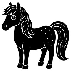 Pony Silhouette Vector Illustration on White Background