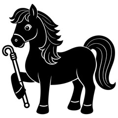 Pony Silhouette Vector Illustration on White Background