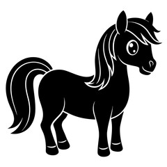 Pony Silhouette Vector Illustration on White Background
