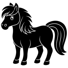 Pony Silhouette Vector Illustration on White Background
