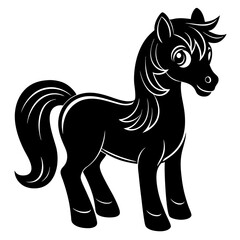 Pony Silhouette Vector Illustration on White Background