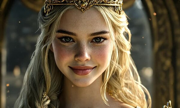 Golden Crowned Princess: A Digital Painting of Fairytale Royalty
