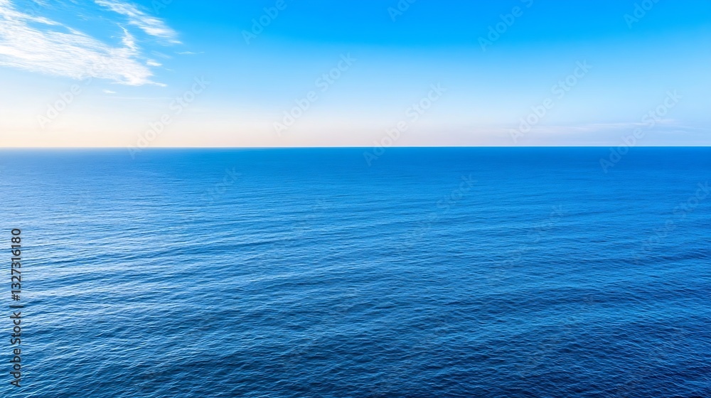 Poster Serene view of calm ocean waters under a clear blue sky creating a tranquil atmosphere : Generative AI