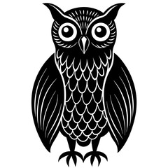 Black Owl Silhouette Vector Illustration - Minimalist Wildlife Design