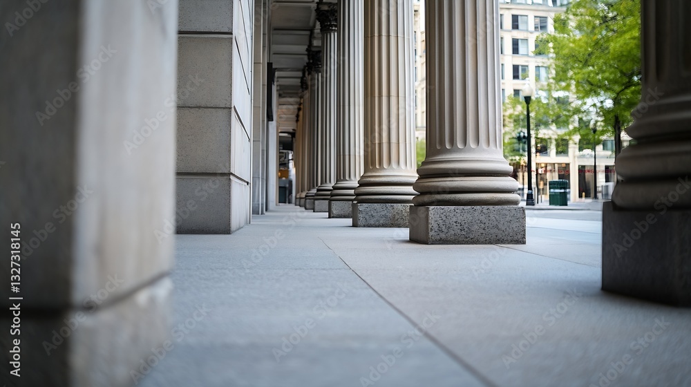 Fototapete beautiful close up view of classical columns standing tall in an urban setting showcasing architectu