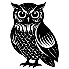 Black Owl Silhouette Vector Illustration - Minimalist Wildlife Design