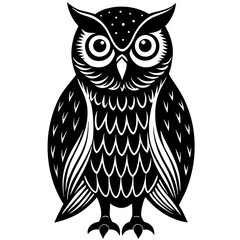 Black Owl Silhouette Vector Illustration - Minimalist Wildlife Design