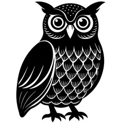 Black Owl Silhouette Vector Illustration - Minimalist Wildlife Design