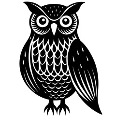 Black Owl Silhouette Vector Illustration - Minimalist Wildlife Design