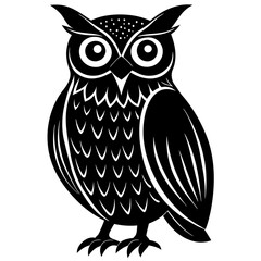 Black Owl Silhouette Vector Illustration - Minimalist Wildlife Design
