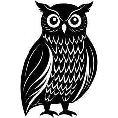 Black Owl Silhouette Vector Illustration - Minimalist Wildlife Design