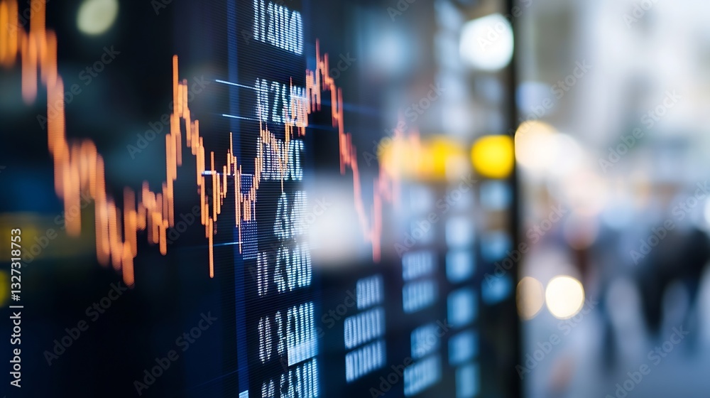 Fototapete Dynamic stock market graph displaying financial trends and changes on a digital screen : Generative AI