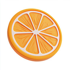 Orange Fruit Icon in 3D Style, Isolated on White Background.