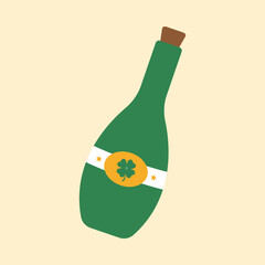 St. Patrick's Day bottle element vector. Vector Illustration Clipart object design element for celebrate the St. Patrick's Day