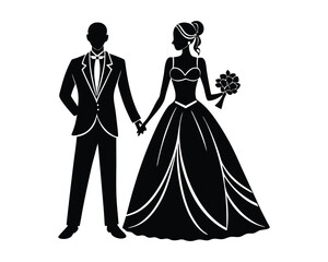 bride and groom silhouettes design