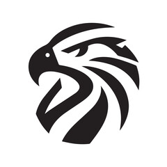Tribal Eagle Silhouette Bold Black and White Vector Logo

