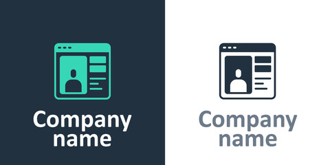 Logotype Dating app online laptop concept icon isolated on white background. Female male profile flat design. Couple match for relationship. Logo design template element. Vector