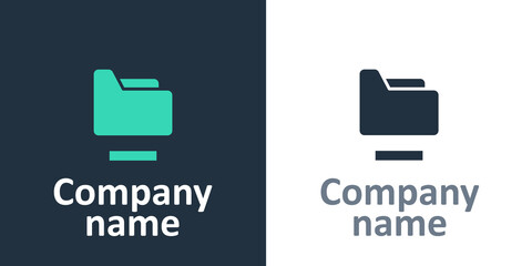 Fototapeta premium Logotype Document folder icon isolated on white background. Accounting binder symbol. Bookkeeping management. Logo design template element. Vector