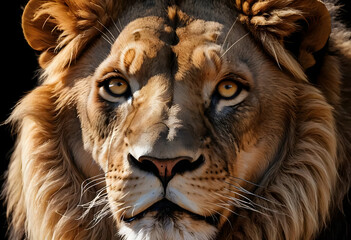 Majestic Lion Head Fierce Gaze Powerful Predator Portrait King of the Jungle Wild Animal Mane Golden Eyes Strength Symbol Regal Look