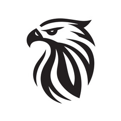 Tribal Eagle Silhouette Bold Black and White Vector Logo

