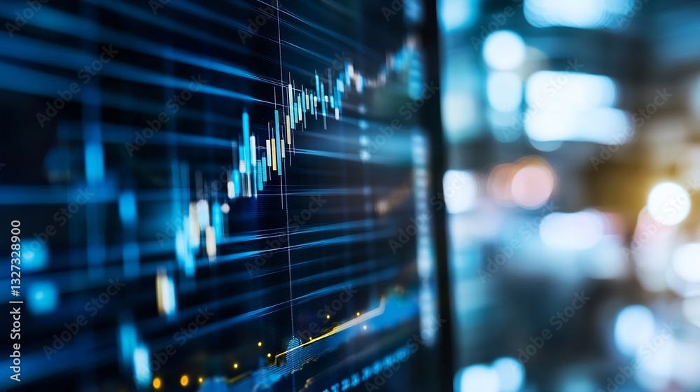 Poster closeup of a digital financial chart displaying growth trends and market analysis : generative ai