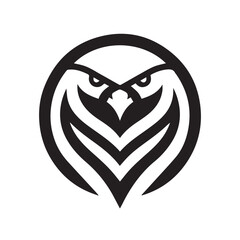 Tribal Eagle Silhouette Bold Black and White Vector Logo

