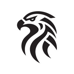 Tribal Eagle Silhouette Bold Black and White Vector Logo

