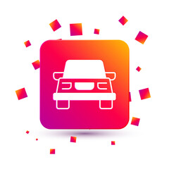 White Car icon isolated on white background. Square color button. Vector