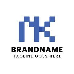 Fototapeta premium Letters NK Modern Pixel Logo, suitable for any business with NK or KN initials