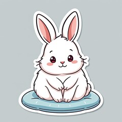 A cute pink cartoon bunny a happy spring illustration