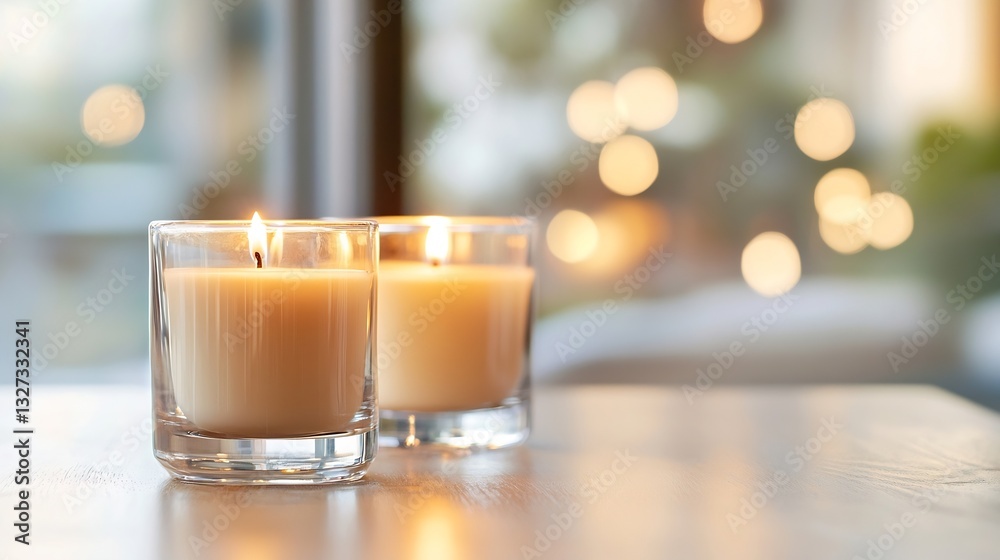Fototapete warmly lit candles on a table creating a cozy and inviting atmosphere perfect for relaxation and amb