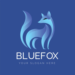 Naklejka premium blue fox modern gradient fox logo,