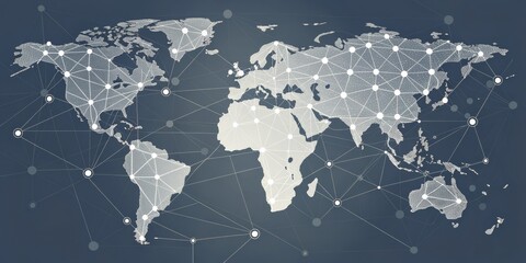 Fototapeta premium Connected World Map, Network , Global