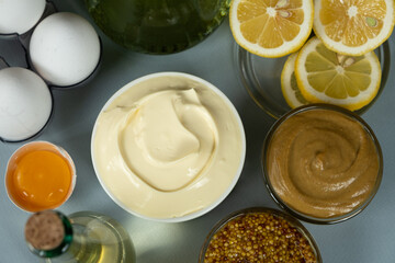 Classic White Mayonnaise Popular Condiment Top View