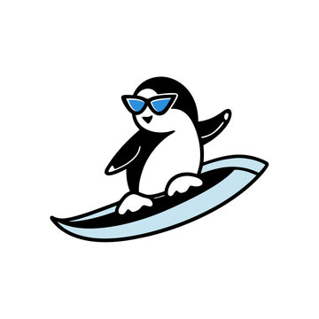 penguin with ice sketing