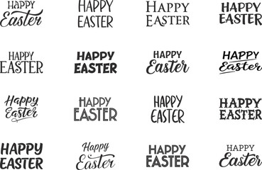 Obraz premium Happy Easter Typography Vector Set