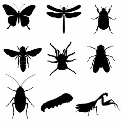 set of insects silhouettes