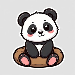 Naklejka premium Cute and Playful Cartoon Panda Character Sitting on a Cushion